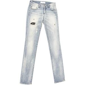 Blugirl Blumarine Paint Drip Sequins Patches Made In Italy Jeans 26